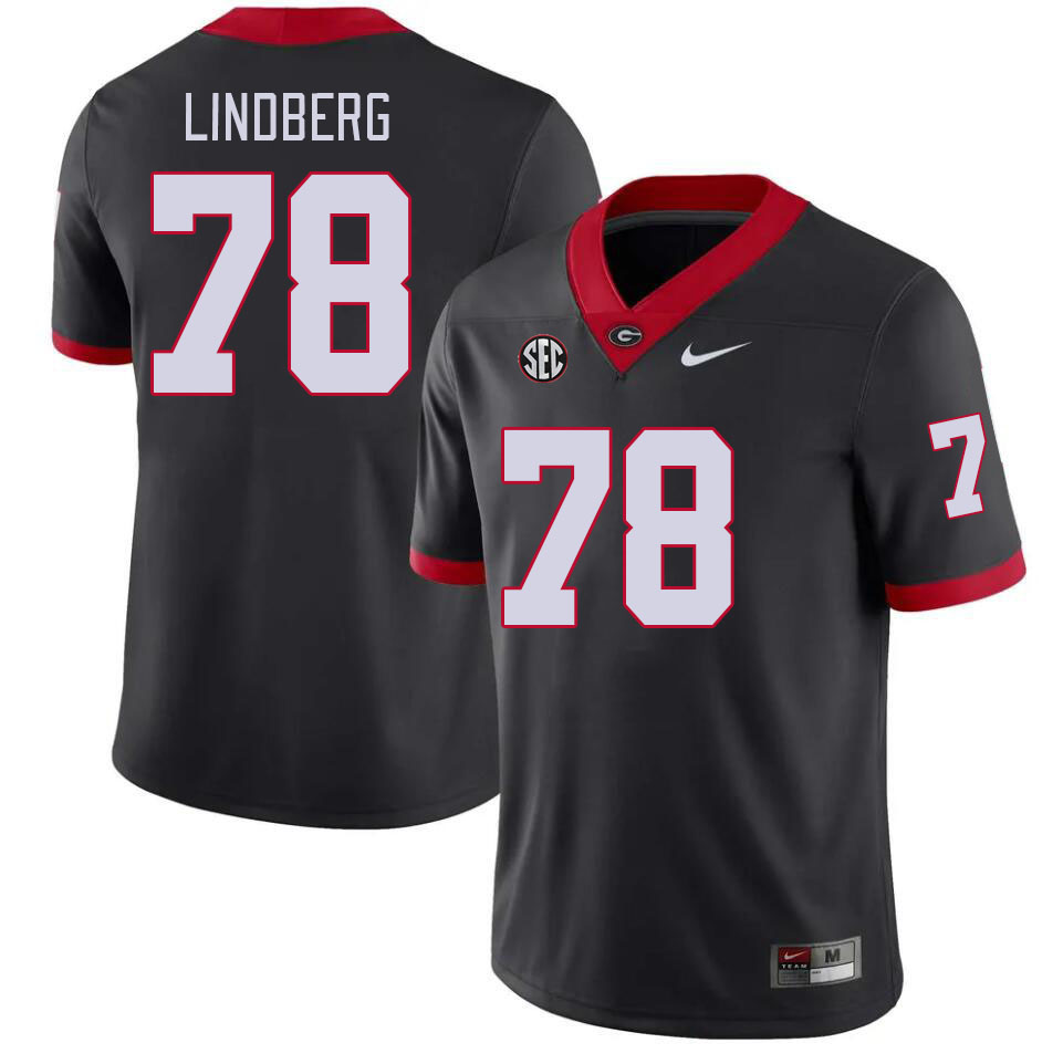 Men #78 Chad Lindberg Georgia Bulldogs College Football Jerseys Stitched-Black